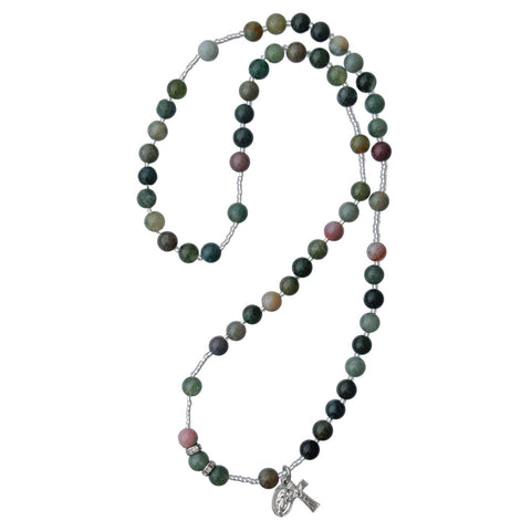 Rosary Necklace Multicolor Onyx 6mm w crystal cross