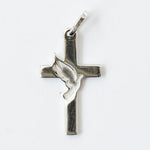 STERLING SILVER CROSS WITH DOVE - Rhodium Plated