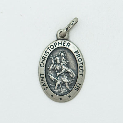 SS RHOD PLT MED OVAL ST CHRISTOPHER MEDAL