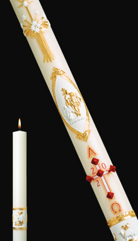 PASCHAL CANDLE 51% 3" x 36" ORNAMENTED