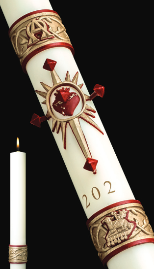 PASCHAL CANDLE 51% 2-1/2" x 48" SACRED HEART