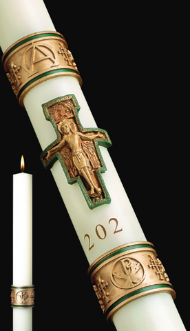 PASCHAL CANDLE 51% 3" x 36" CROSS OF ST FRANCIS