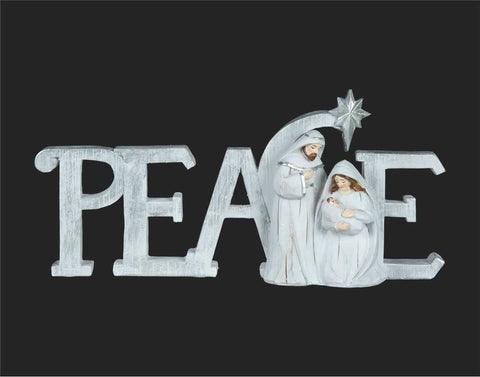 PEACE W/HOLY FAMILY NATIVITY 10 1/2"