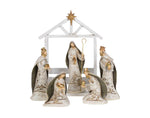 NATIVITY SET 6 PC GREY CARVED W STABLE