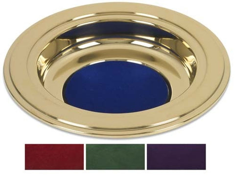 Brass Tone Offering Plate - RED FELT PAD