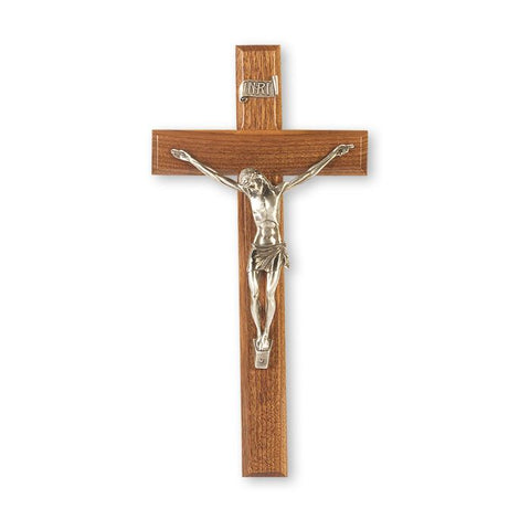 12" CRUCIFIX WALNUT W PEWTER CORPUS