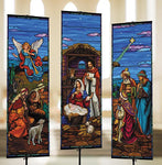 Stained Glass Nativity Banner Set of 3