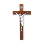 12" CRUCIFIX CHERRY WOOD / PEWTER CORPUS