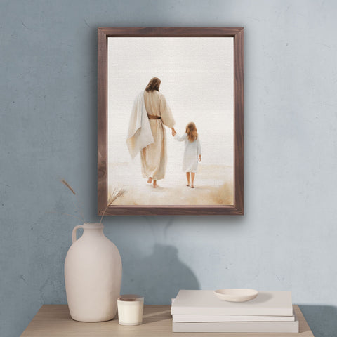 Framed Linen Art - Jesus Walking