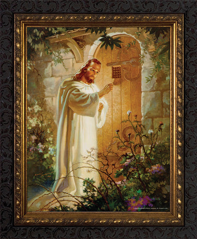 Christ at Heart's Door - Ornate Dark Framed Art