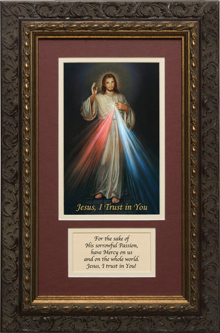 Divine Mercy Matted with Prayer - Ornate Dark Framed Art Divine Mercy Matted with Prayer - Ornate Dark Framed Art
