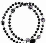 Black Genuine Crystal Twist Rosary Bracelet - 4mm