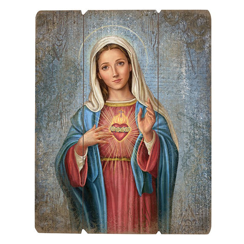 15" IMMACULATE HEART WOOD PLAQUE