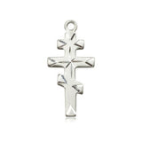 Sterling Silver Medium Orthodox Cross SS 20" Heavy Curb Chain