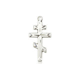 Sterling Silver Small Orthodox Cross SS 20" Heavy Curb Chain