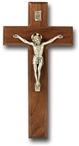 9" Walnut Crucifix with Antique Silver Corpus