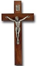 Walnut Crucifix with Antique Silver Corpus 7