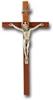 Walnut Crucifix with Antique Silver Finish Corpus 11