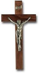 Walnut Crucifix with Fine Pewter Corpus 12