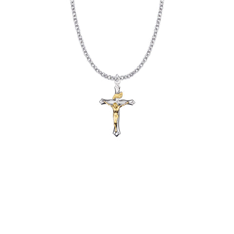 STERLING SILVER CRUCIFIX TWO TONED W/18" CHAIN