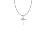 STERLING SILVER NAIL CRUCIFIX TWO TONE W/18" CHAIN