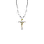 STERLING SILVER CRUCIFIX 2 TONE W/ 20"CHAIN