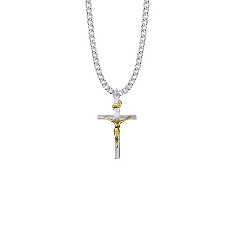 STERLING SILVER CRUCIFIX 2 TONE W/ 20"CHAIN