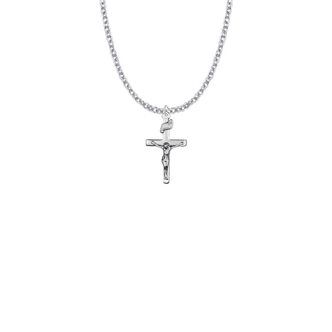 STERLING SILVER CRUCIFIX WITH STAINLESS 18" CHAIN