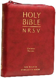 BIBLE NRSV Catholic - IMITATION LEATHER Burgundy ZIPPER