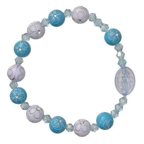 Blue Flower Children's Rosary Bracelet