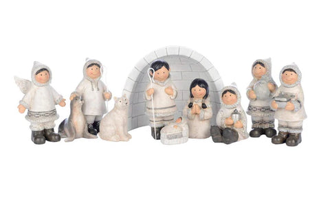 10pc Inuit Nativity with Igloo 5½'' Resin