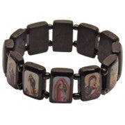 Black Multi-Saint Wood Bracelet