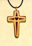 Necklace Pinewood Cross with Heart