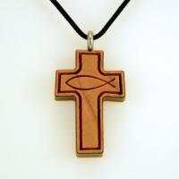 Necklace Cherry Cross with Laser Cut Fish