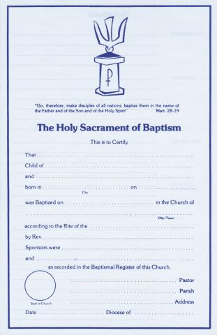 Baptism Pad (With notations on the back)